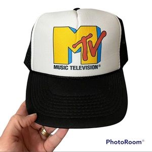 MTV Logo black White Yellow Red Blue Trucker Snap Back Hat